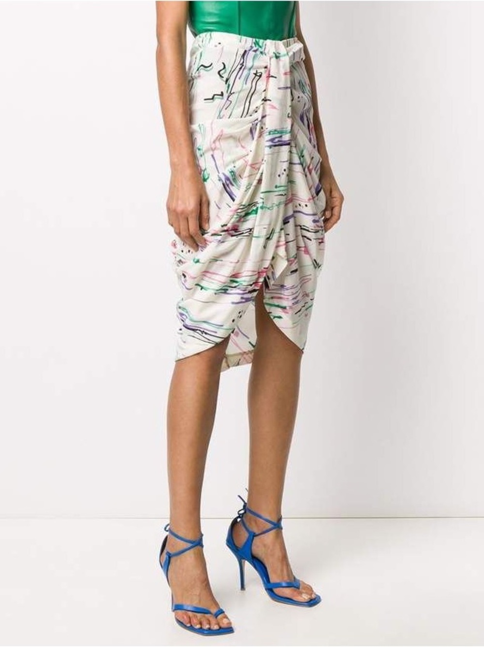 NWT Isabel Marant Draped Paint Splatter Print Fetina Silk Midi Skirt 38 6